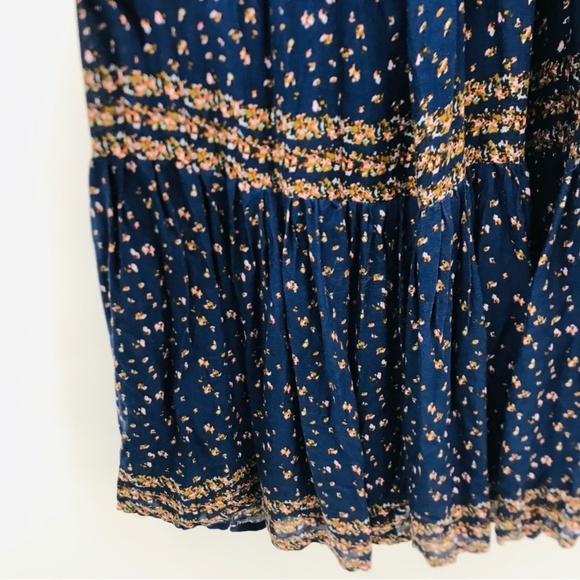 Free People Rare Feelings Maxi Floral Dress Navy Orange Size XS - Picture 9 of 12